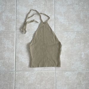 NA-KD halter ribbed tie top